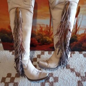 Lane Junk Gypsy Ombre Fringe Knee High Boot Sz 7.5